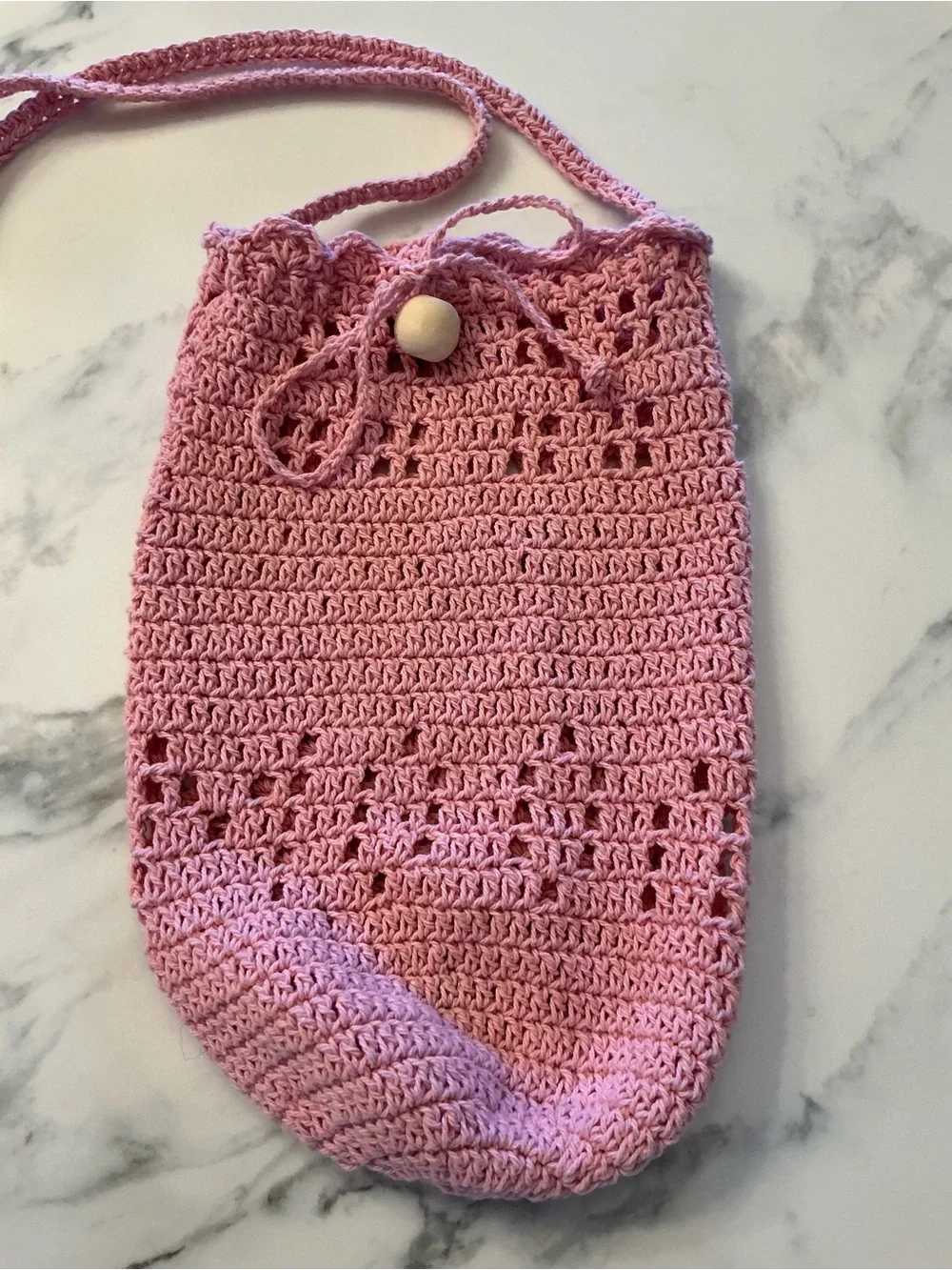 Handmade Pink Crochet Kids Crossbody Bag